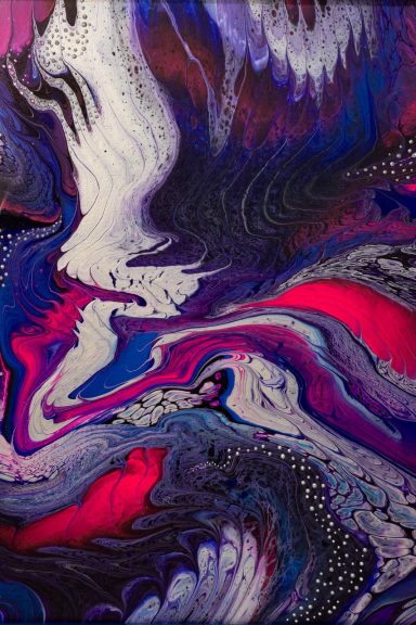 Psychedelish 1 by UK Artist Jane Burdett. Original hand-poured acrylic using a custom blend of fluorescent and iridescent paints.