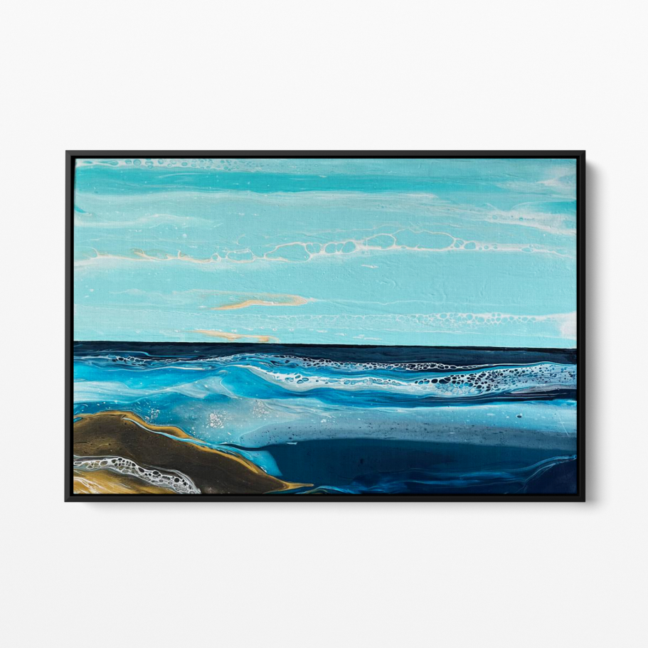 Original, hand-poured acrylic painting on a gallery wrapped deep edge canvas.

Professionally framed in a black wooden frame, ready to hang
