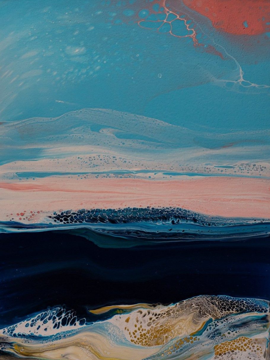 Original, hand-poured acrylic painting on a deep edge gallery wrapped canvas.

Professionally framed in a black wooden frame, ready to hang.