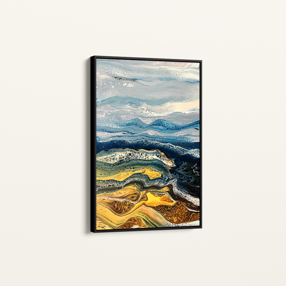 Original hand-poured acrylic painting on a gallery wrapped deep edge canvas.

Professionally framed and ready to hang. 