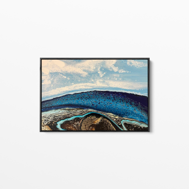 The World Below by UK Artist Jane Burdett. Original hand-poured acrylic painting on a gallery wrapped deep edge canvas.  